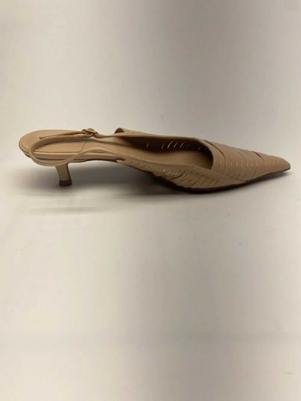 Jeffrey Campbell Womens Stridze Beige Leather Slingback Kitten Heel Sz 9.5